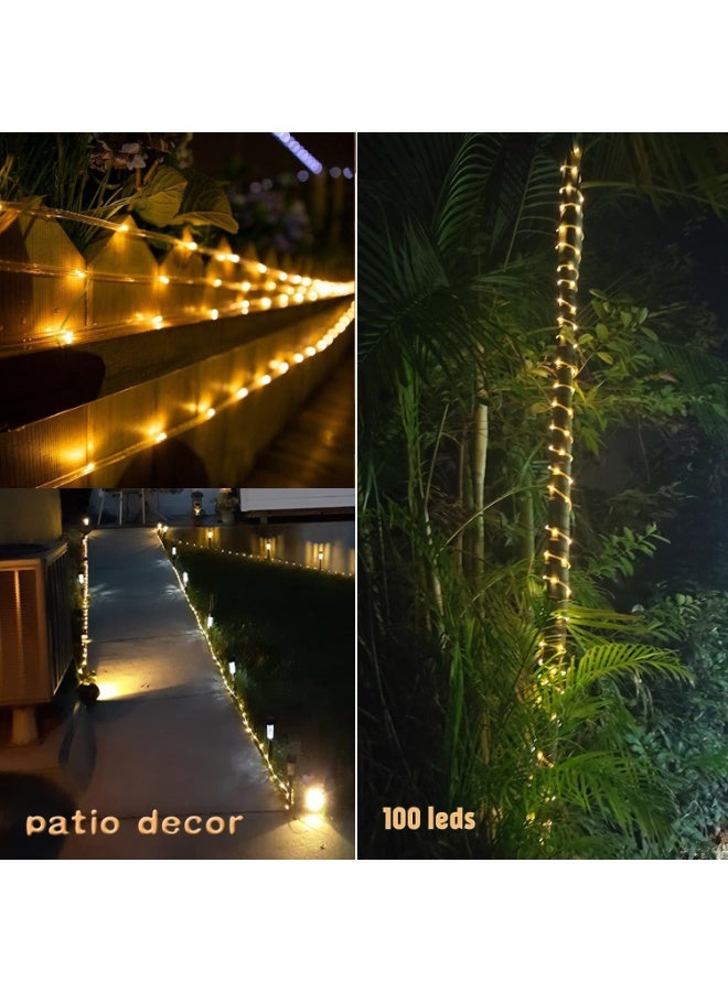 ضوء الحبل الشمسي مقاوم للماء IP65 39FT 100LEDs LED في الهواء الطلق ‎ ضوء الشمسية في الهواء الطلق لحزب حديقة فناء الزفاف المنزلي عيد الميلاد عيد الهالوين شجرة الديكور الإضاءة - Image 2